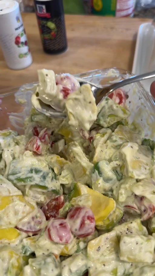 Fresh avocado, tomato, and onion salad