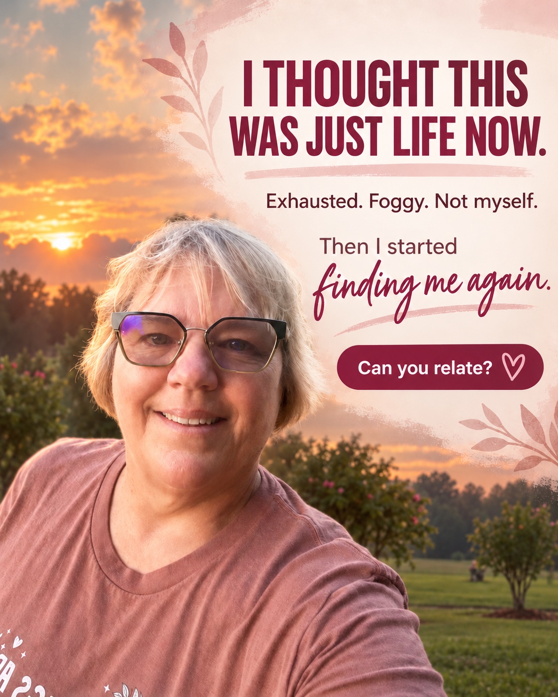BJ sharing her personal midlife reset story at sunset