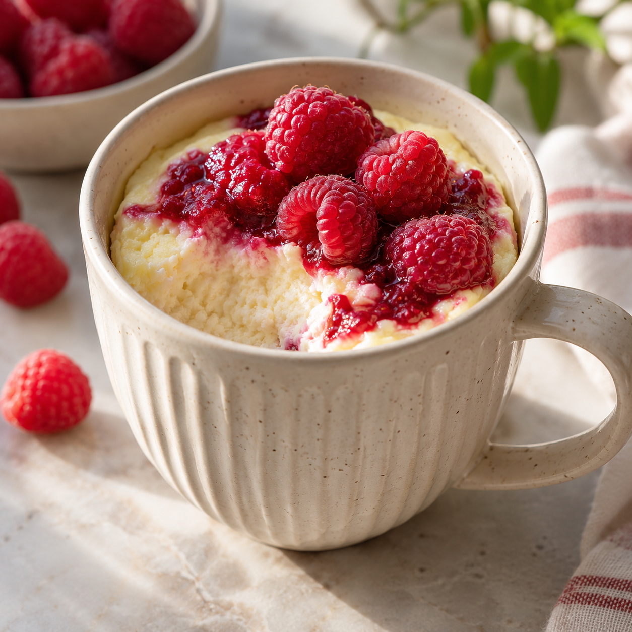 Illustrative photo of a berry cheesecake mug